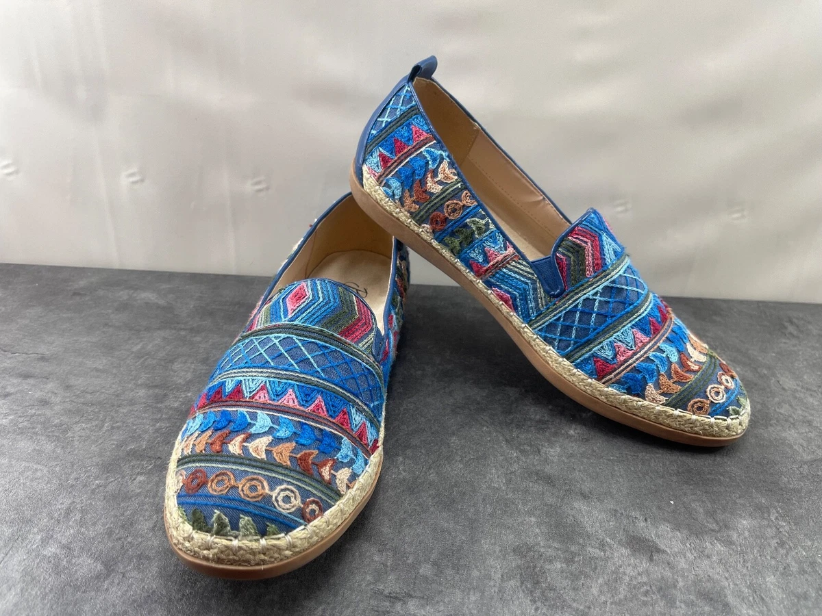 Beacon Terri Womens Shoes Blue 12 Narrow Knit Slipon Comfort