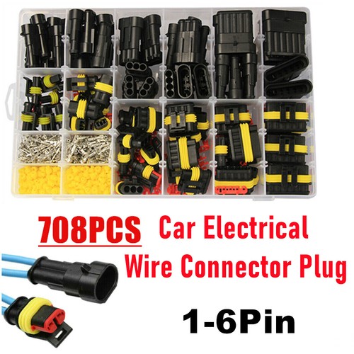 Juego de 708 piezas de enchufe conector de cable eléctrico impermeable automotriz de 1-6 pines para automóvil - Imagen 1 de 18