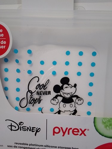 Disney Mickey Mouse Pryex Reusable Silicone Storage Bag 8.25X6.5 Inch Set of 2 - Picture 2 of 9