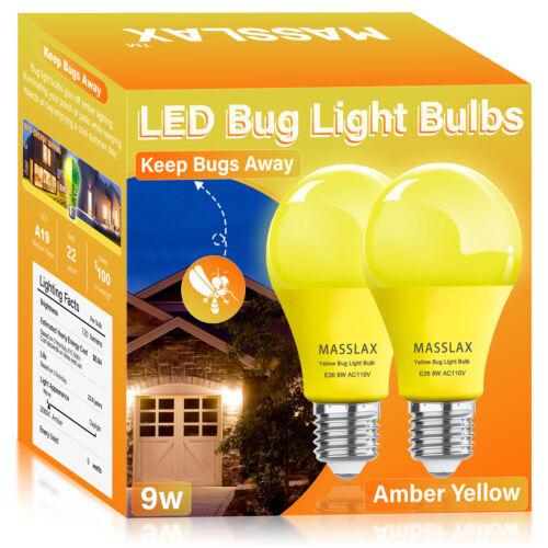 LED Bug Light Bulbs Outdoor,9W Amber Yellow Bug Light Bulbs - Picture 2 of 8
