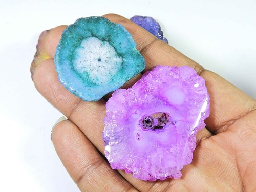 399Cts. Agata druzy solare naturale cabochon pietra preziosa sciolta lotto 05... - Foto 3 di 9