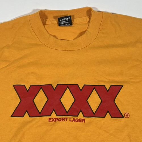 Large Men's XXXX Gold Lager Advertising T-shirt Shirt Australian Beer Yellow XL - Picture 2 of 7