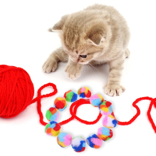 20pcs Cat Balls Toy Cute Rainbow Yarn Puff Balls Funny Kitten Fuzzy Balls - Bild 4 von 12