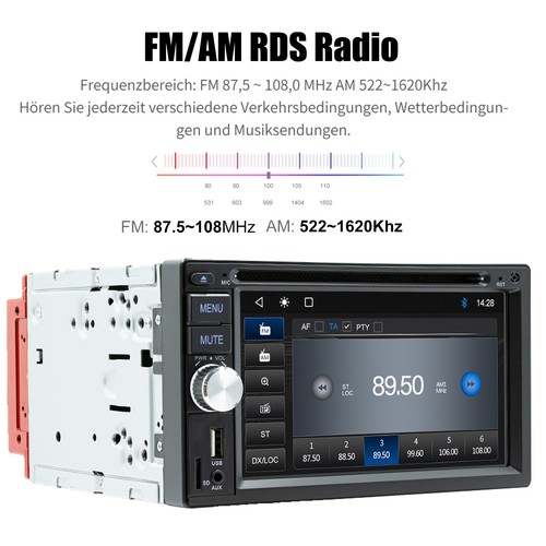 2 DIN Autoradio Carplay Android Auto Mit DVD/CD FM AM RDS USB Bluetooth MIK +Kam - Bild 9 von 17