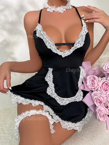 Sexy Lingerie French Maid Babydoll Nurse Outfit Naughty Girl Lace Cosplay Dress - Picture 7 of 29