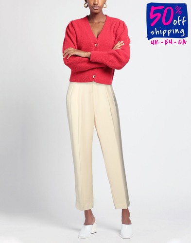 PVP €483 TORY BURCH Pantalón Plisado Crepé US6 UK10 IT42 M Marfil Cintura Alta