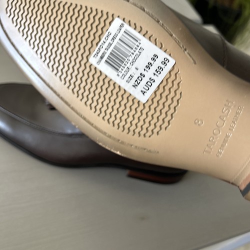 Zapatos de vestir de cuero marrón chocolate mocasín con borla sin cordones Tarocaah para hombre talla 8 - Imagen 12 de 12