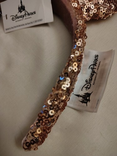 Diadema Orejas de Minnie Mouse Lentejuelas Oro Rosa Parques Disney - Nueva con Etiquetas - Imagen 3 de 7