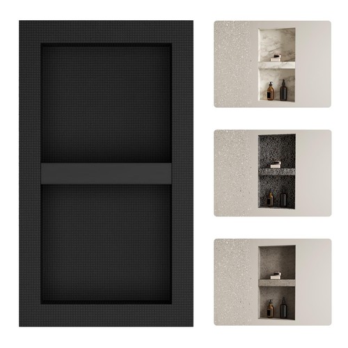 Shower Niche Insert Tile Ready 16" x 28", Niche for Shower Wall, Black Niche ...