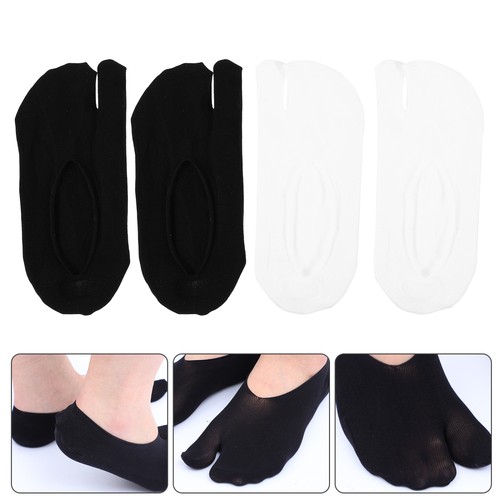2 Pairs of Shallow Mouth Two-toed Socks Cotton Low- Toe Socks - Picture 4 of 5