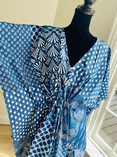 100% Cotton Handmade Printed Bridesmaids Kaftan Dress Winter Fall Kaftan Dress - Picture 7 of 7
