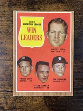 1962 Topps #57 1961 AL Win Leaders (Whitey Ford /Jim Bunning)