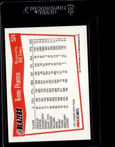 1991-92 Hoops #524 Terry Porter - Picture 2 of 2