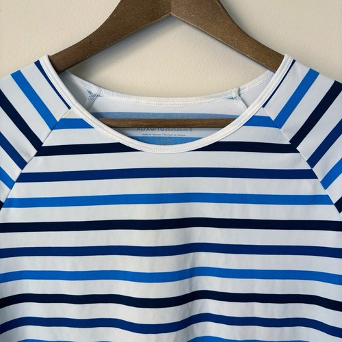 Spanx Swim Shirt XL Ocean Stripe Coastal Blue - Picture 3 of 6