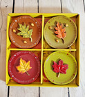 MWW Market LET US GIVE THANKS 4.5" 3D Mini Plate Set of 4 Autumn Leaves