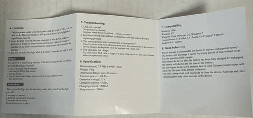 2.4GHz Mini Wireless Keyboard w/Mouse Touchpad LED Backlit New in Box - Picture 6 of 7