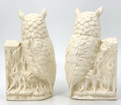 Vintage PAIR WHITE OWL POTTERY BOOKENDS Circa 1950 - Picture 7 of 12