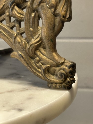 Vintage Cast Iron Victorian Dresser Vanity Mirror w/ Easel Back, Cherubs, ornate - Picture 5 of 10