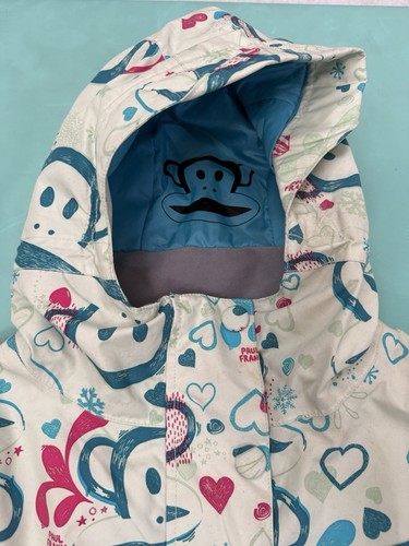 Paul Frank Girls Youth Sz XL Julius The Monkey Pink Teal Green Winter Ski Jacket - Picture 14 of 17
