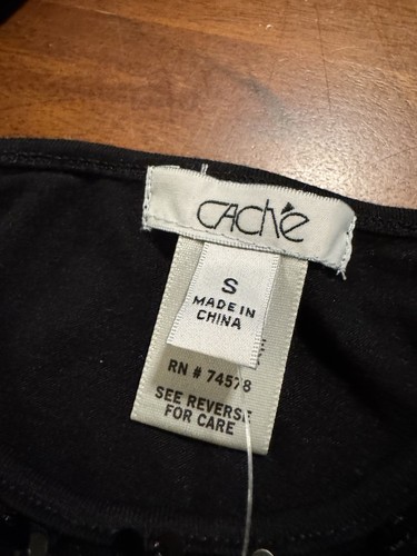 Cache Womens Black Sequin Shimmer Stretch Tank Top Sz S - NEW - Picture 2 of 7