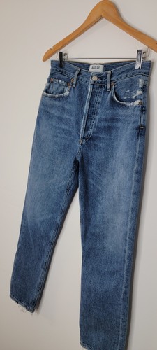 Agolde Riley High Rise Straight Crop Ankle Jeans Blue Wash Women's Size 25 - Picture 2 of 13