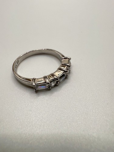 Vintage Sterling Silver CZ Band Ring Size 7
