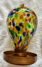 Beautifully Decorative handcrafted multi-colored glass hummingbird feeder