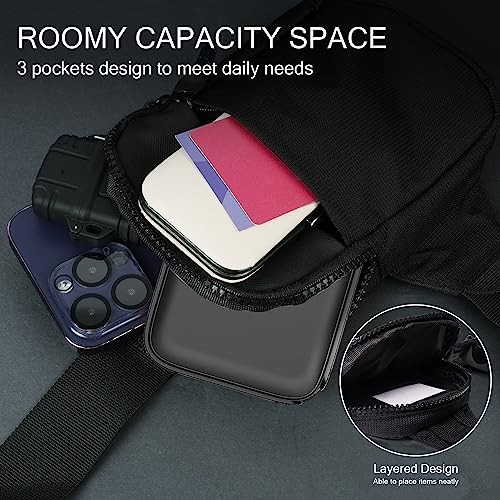 Sling Bag, wasserdichte Brusttasche für Herren, Mini Crossbody Umhängetasche mit - Bild 3 von 7