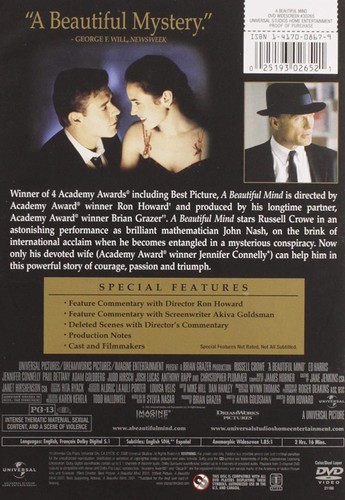 A Beautiful Mind (Widescreen)(2001) (DVD) Russell Crowe Ed Harris (US IMPORT) - Picture 3 of 4