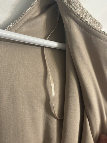 Vestido R&M Richards sin mangas para mujer talla 12 champán lentejuelas encaje bordado - Imagen 4 de 24