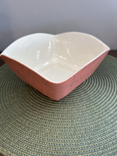 Shawnee Pottery -Liana Planter- 1018 Flamingo pink silver string ceramic square. - 第 2/11 張圖片