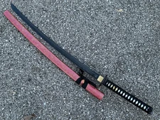 Handmade Black Blade Katana Full Tang Samurai Sword with Stand