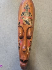 indonesian/African Tribal Mask Handcrafted  Wooden 18.5 In X 5 In