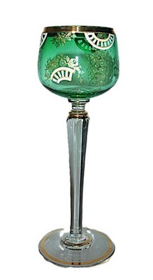 Lovely Hand Painted Antique Bohemian Wine Hock Glass Unknown Maker