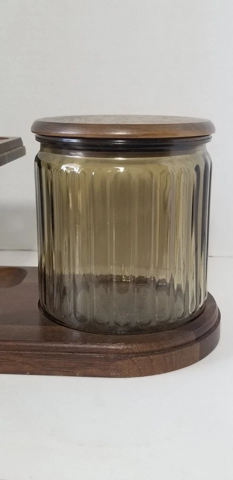 De colección Decatur Industries Deco 6 Pipas Pipa para Fumar Soporte Carrito Nogal Tarro de Vidrio Foto 3 de 4