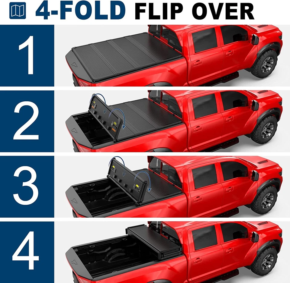 5.5FT Hard Tonneau Cover 4-Fold For 2015-2025 Ford F150 F-150 Truck Bed Cover - Image 2 of 4