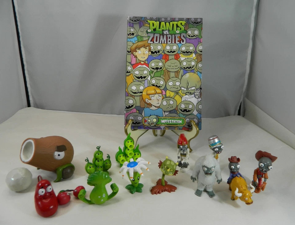 Lote de 13 figuras de juguete de PVC Plants Vs Zombies con libro de bolsillo de estación de vacunación Foto 2 de 4