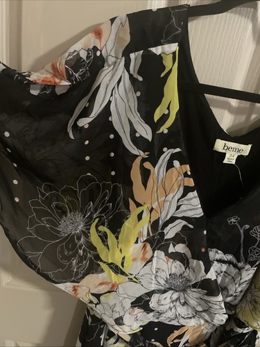 BEME BLACK FLORAL SPOT POLYESTER SHORT SLEEVE VNECK MAXI DRESS PLUS SIZE 24 - Picture 8 of 17