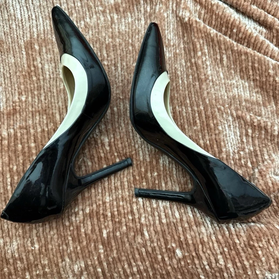 BCBG Cruella deVil Hollywood гламурный шик черный и белый патент шпилька каблук насосы 6 - Изображение 4 из 4