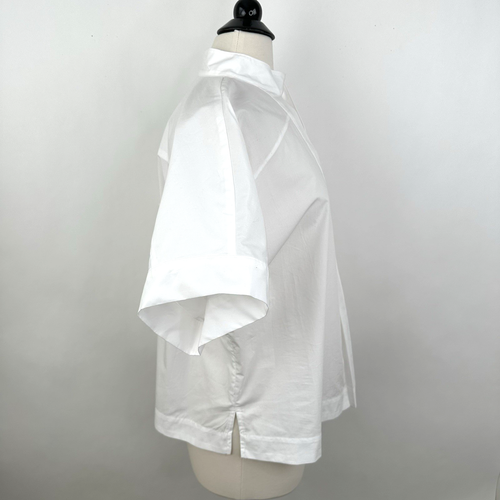 Neu mit Etikett Banana Republic Baumwoll-Popeline Popover-Top mit Bindeband LARGE weiß entspannt - Bild 12 von 14