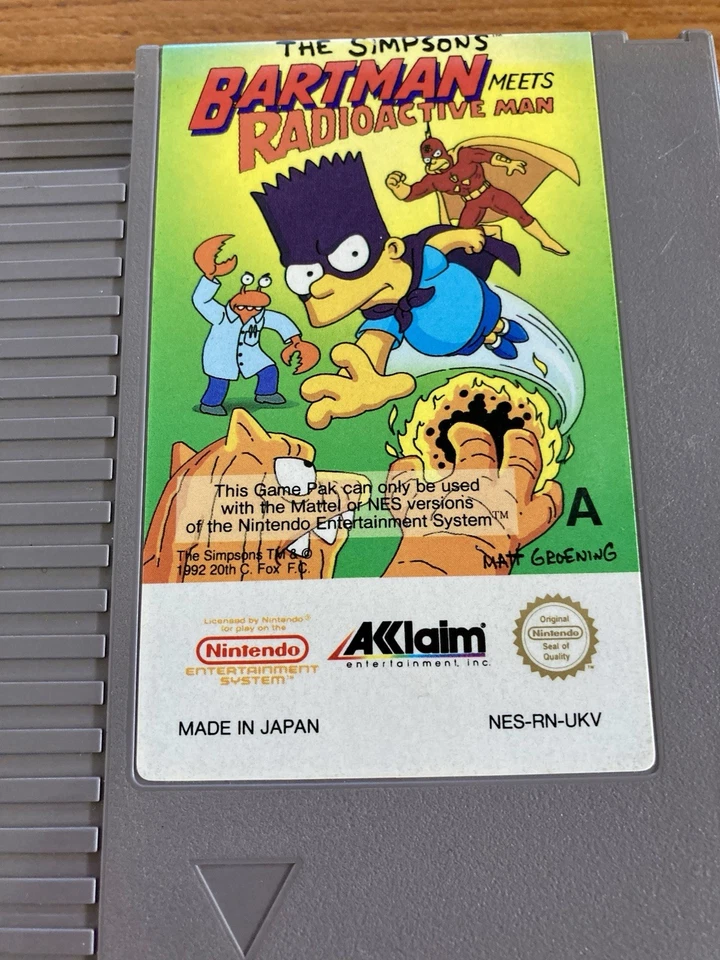 NES Simpsons BARTMAN MEETS RADIOACTIVE MAN Nintendo NES-RN-UKV Cart/Sleeve Pal A - Image 3 of 4