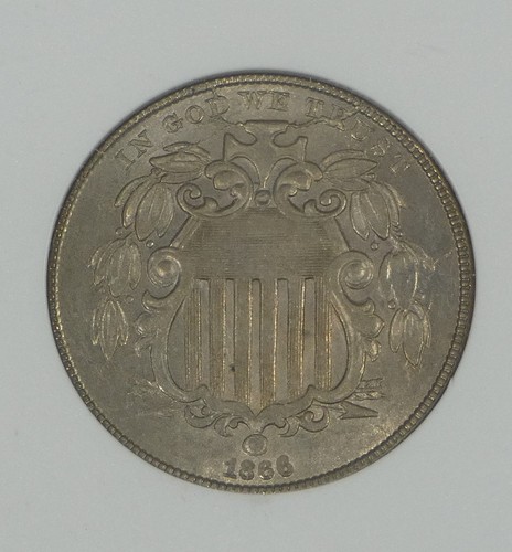 1866 Schild Nickel ZERTIFIZIERT ANACS MS 62 5c ~ Halter der ersten Generation - Bild 2 von 4