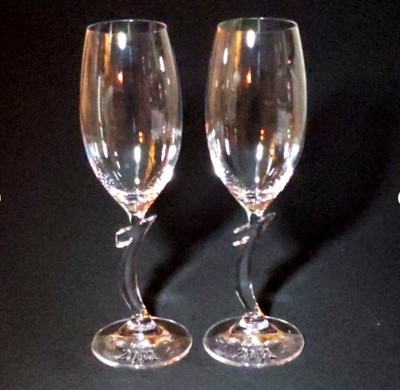RIEDEL SOMMELIERS CHAMPAGNE FLUTE #1, 2001, Handmade, 9 3/8'', AUSTRIA, 2PCS