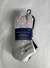 New Tommy Hilfiger Socks Girls 6 Pair White,Black  Gray No Show Kids Sz Large