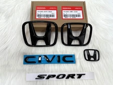 Genuine OEM Gloss Black Logo Emblem Set For CIVIC 22-25 Sport Hatchback 4-Door