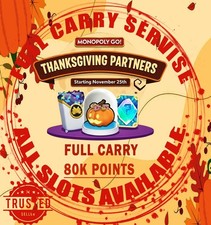 THANKSGIVING PARTNERS - MONOPOLY GO EVENT FULL CARRY SERVICE 80K POINTS 57392