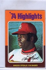 Lou Brock 1975 Topps Mini - '74 Highlights #2 188 Stolen Bases EXC