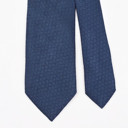 HERMES TIE Faconnee H 24 Figure H on Dark Blue Soft Twill Silk Necktie