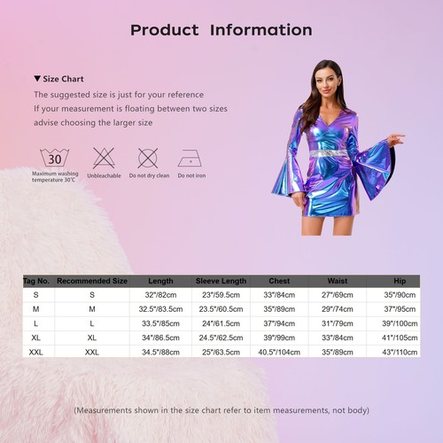 Vestito donna anni 70 retrò festa decorazione cristallo bodycon con maniche svasate halloween - Foto 31 di 78