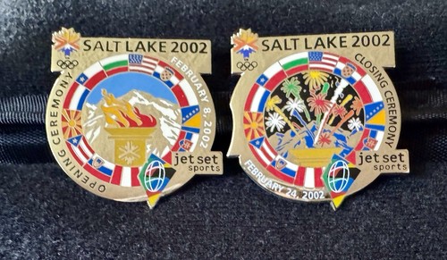 2 Salt Lake CitY SLC 2002 Olympics Pins Opening & Closing Ceremony Jet Set - Picture 1 of 4